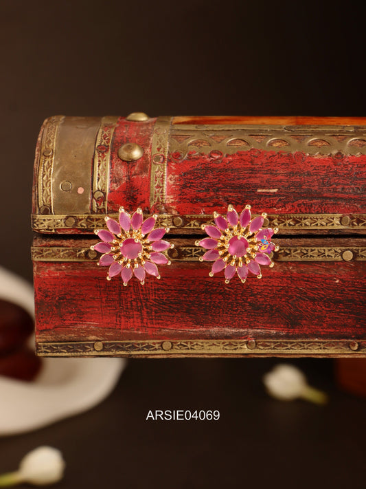 Red Stone Ear Studs