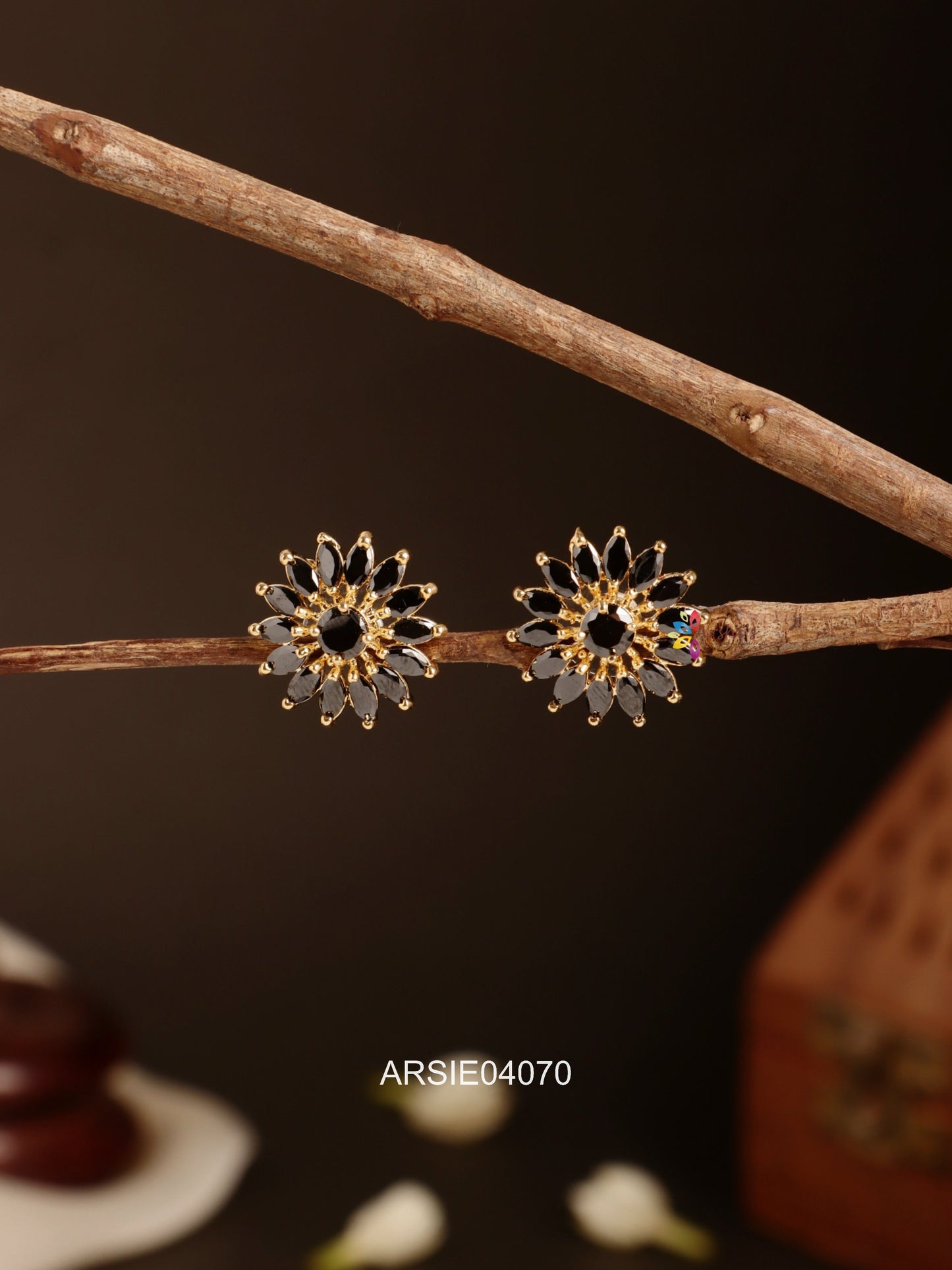Black Stone Ear Studs
