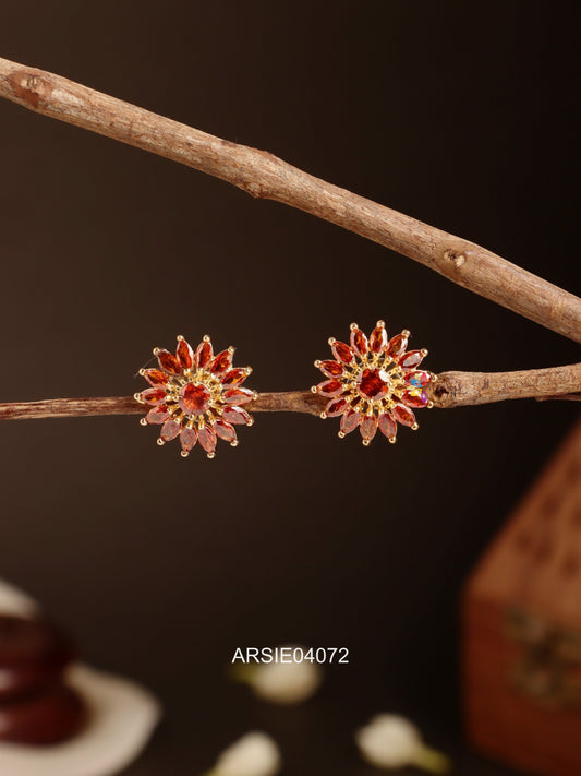Dark Red Stone Ear Studs