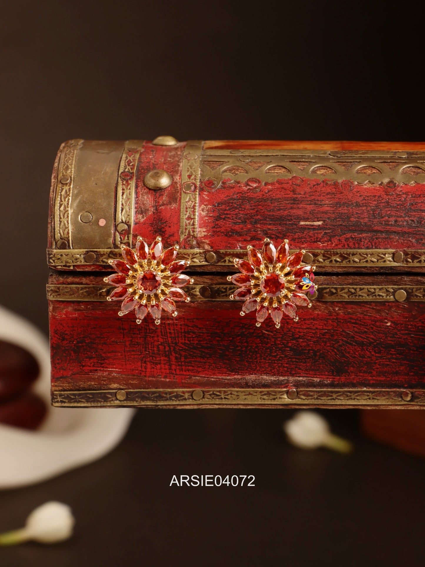 Dark Red Stone Ear Studs