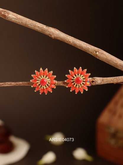 Coral Ear Studs