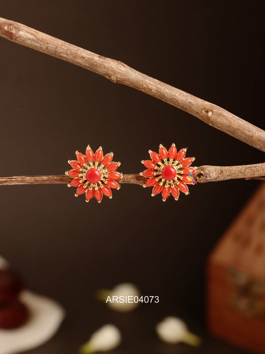 Coral Ear Studs
