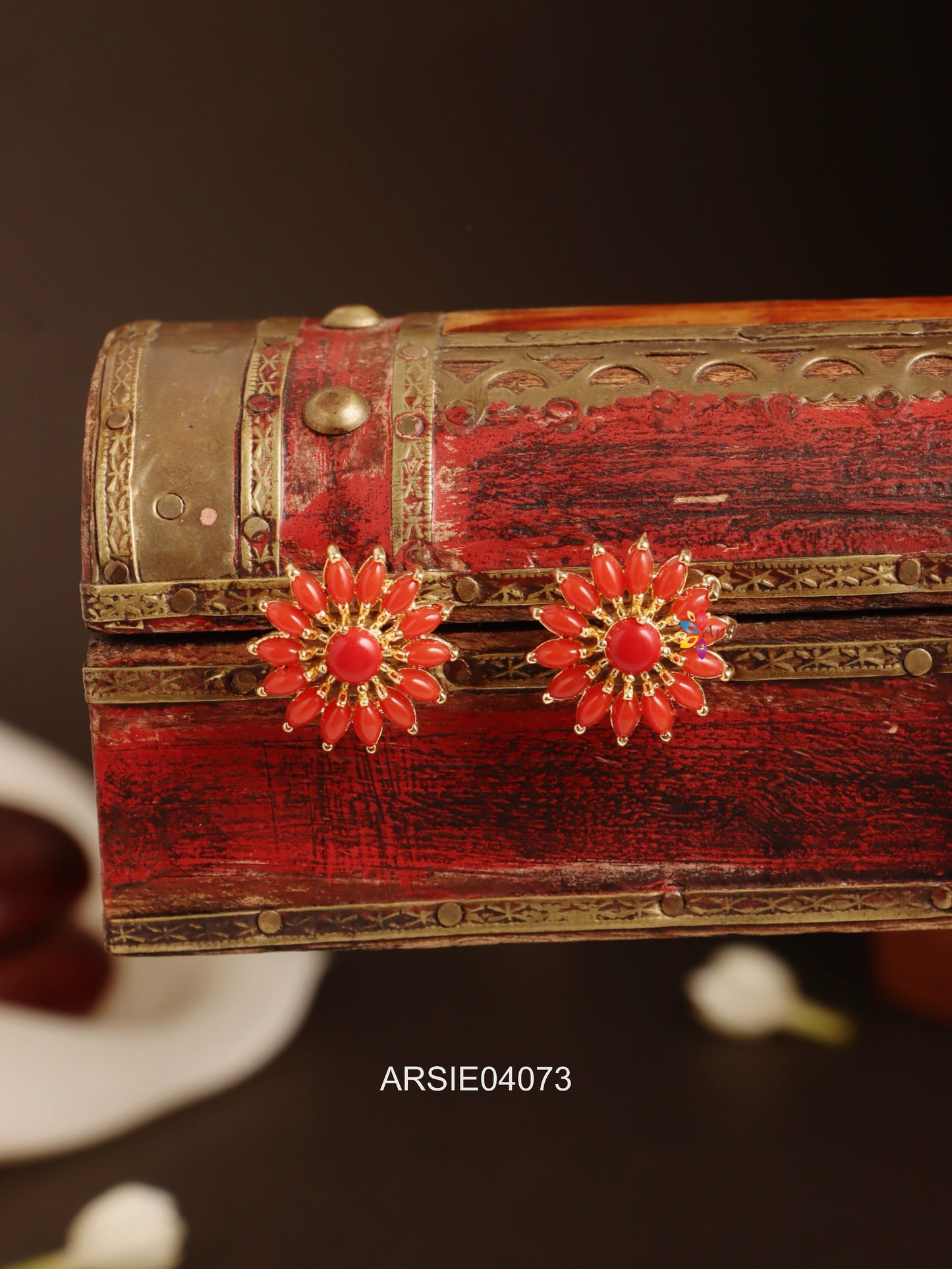 Coral Ear Studs