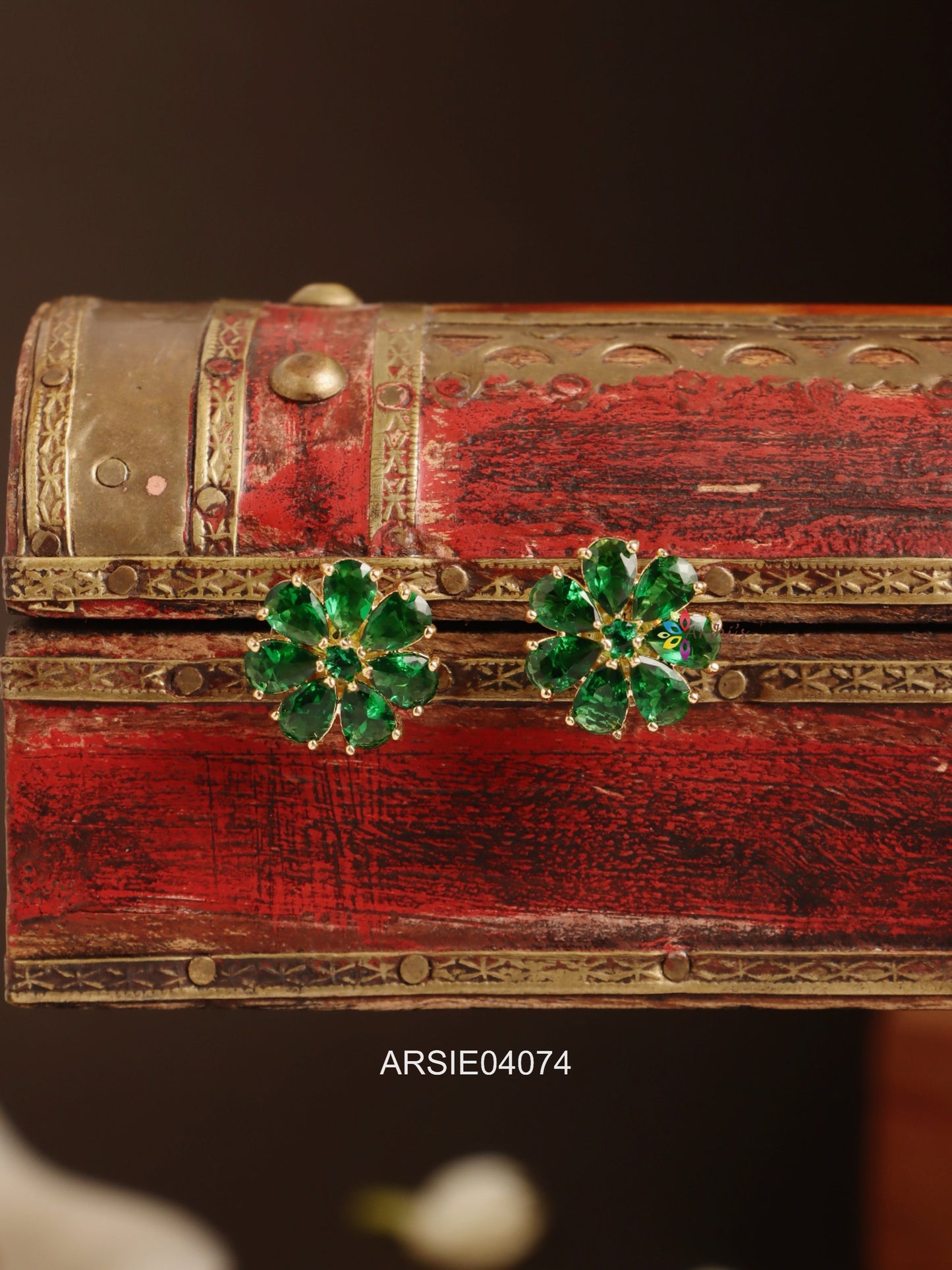 Green Stone Small Ear Studs