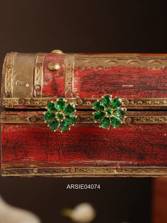 Green Stone Small Ear Studs