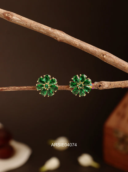 Green Stone Small Ear Studs