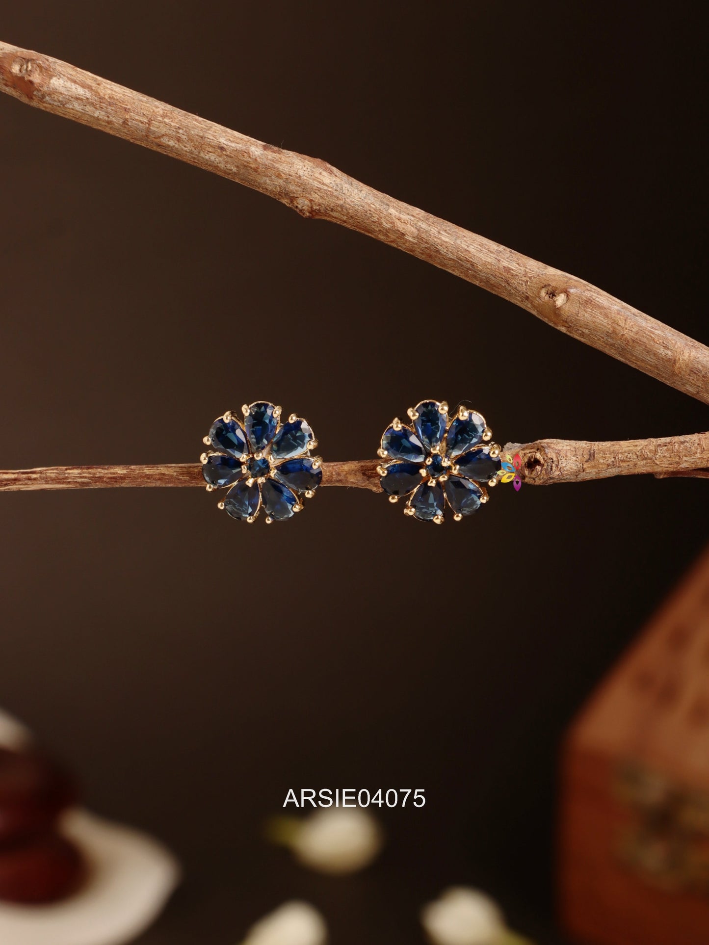Blue Stone Small Ear Studs