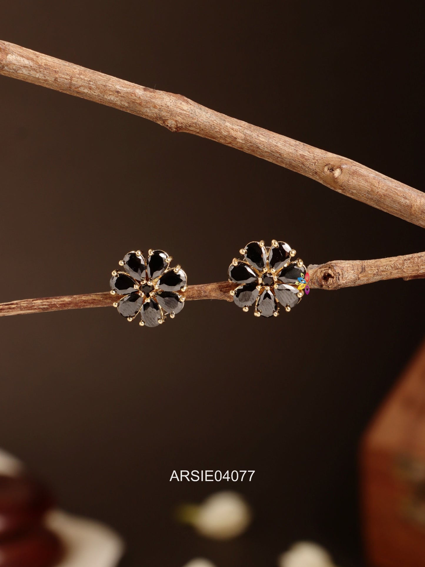 Black Stone Small Ear Studs