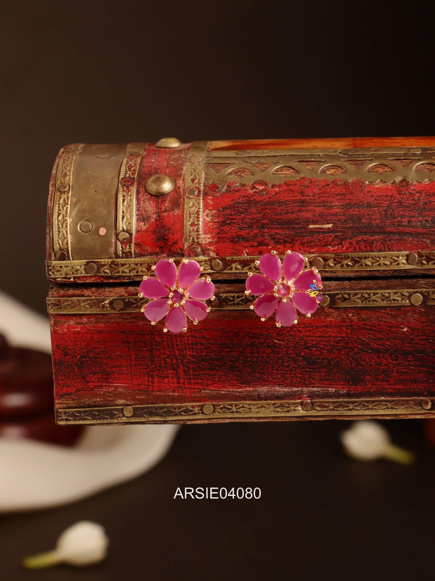 Red Stone Small Ear Studs