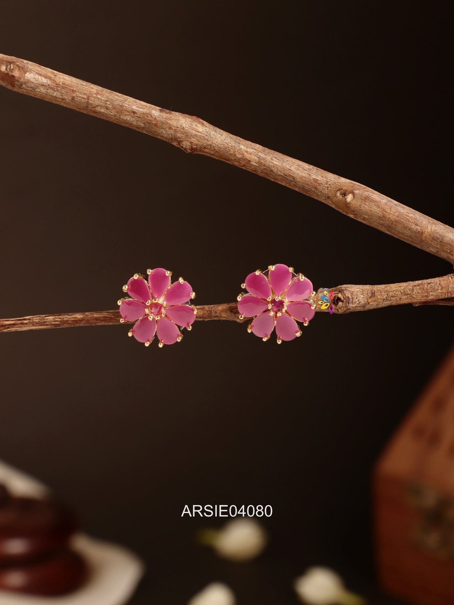 Red Stone Small Ear Studs