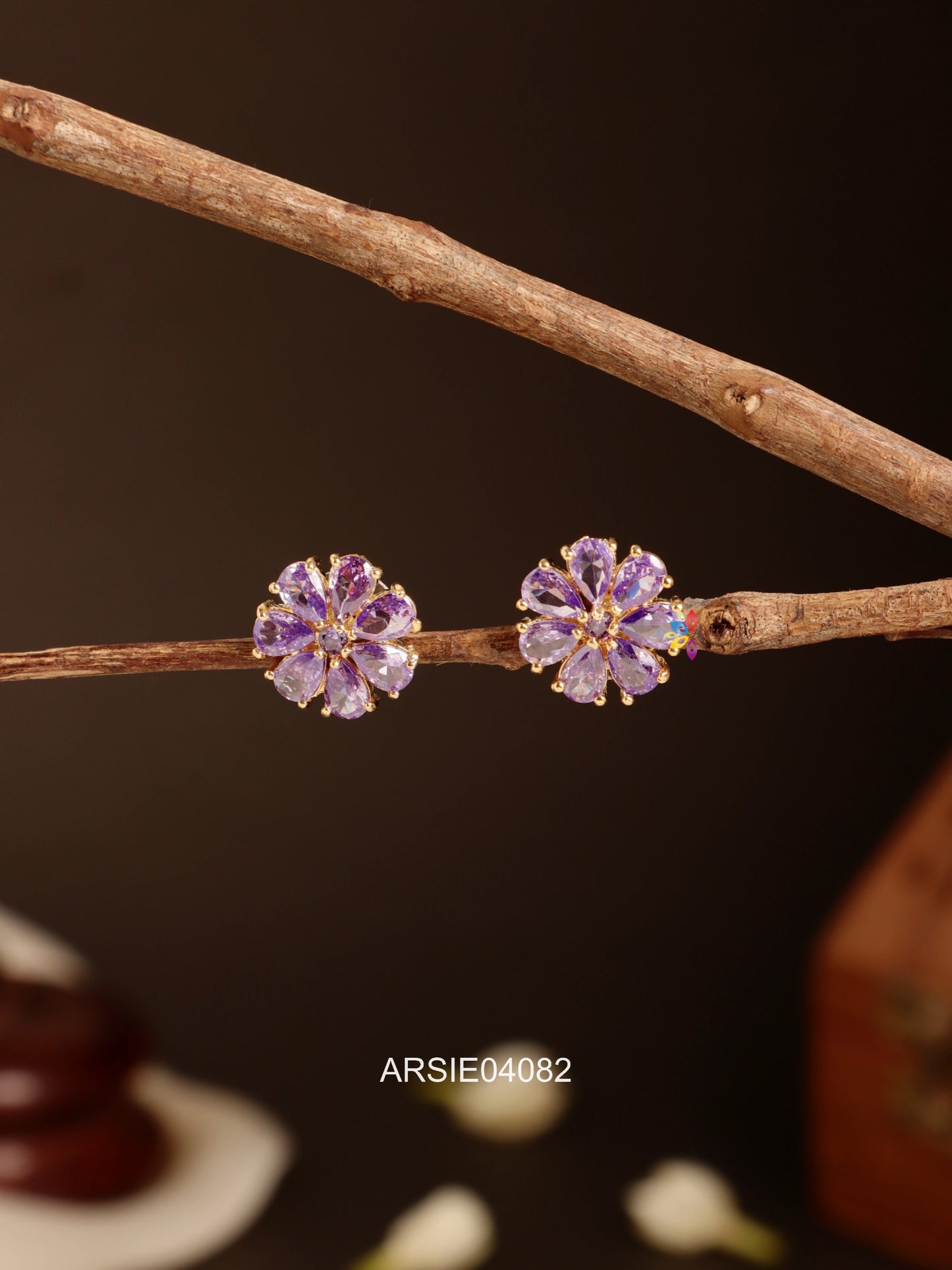 Lavender Stone Small Ear Studs
