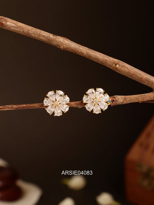 White Stone Small Ear Studs