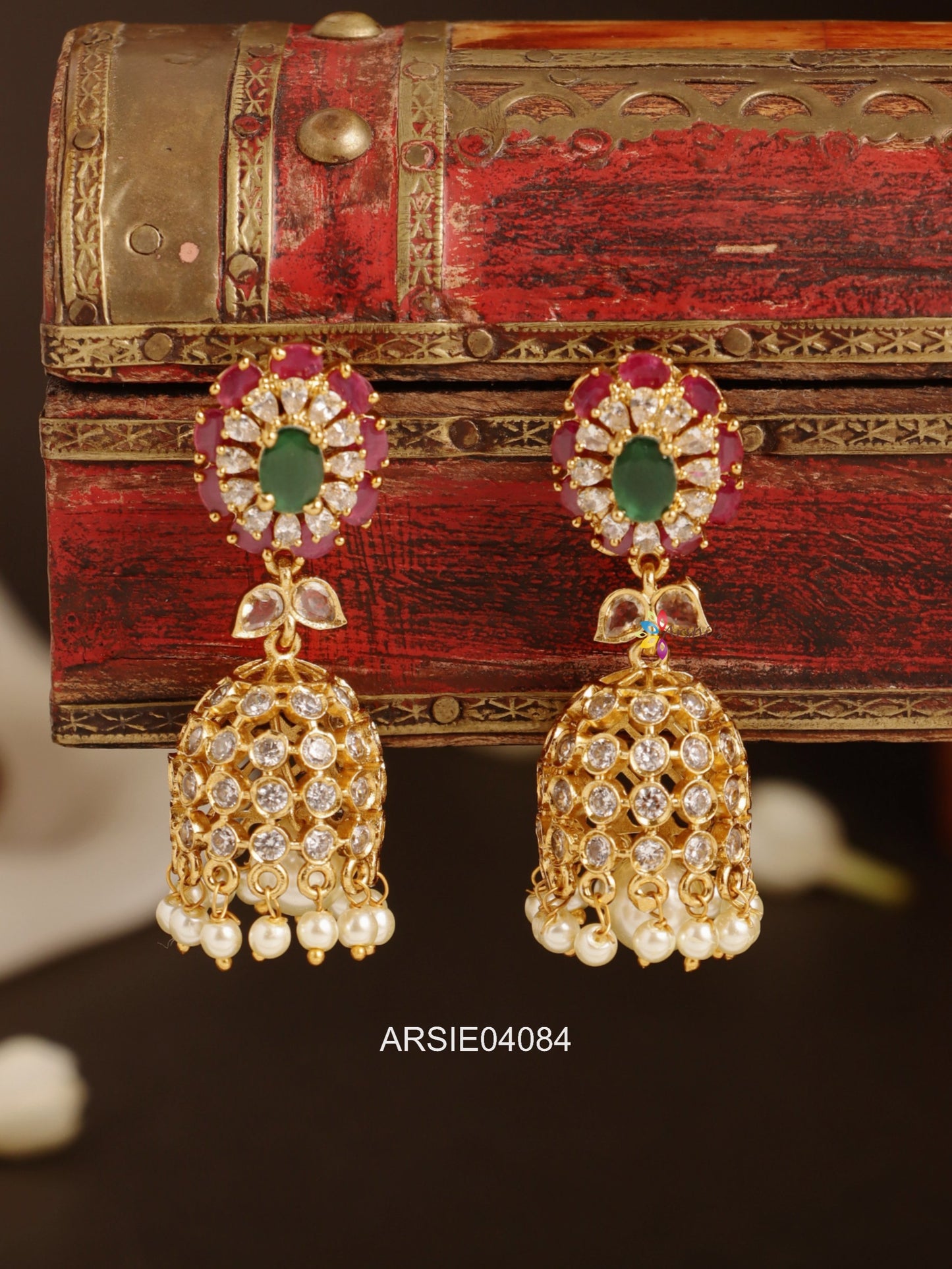 White and Kemp Stone Jhumka