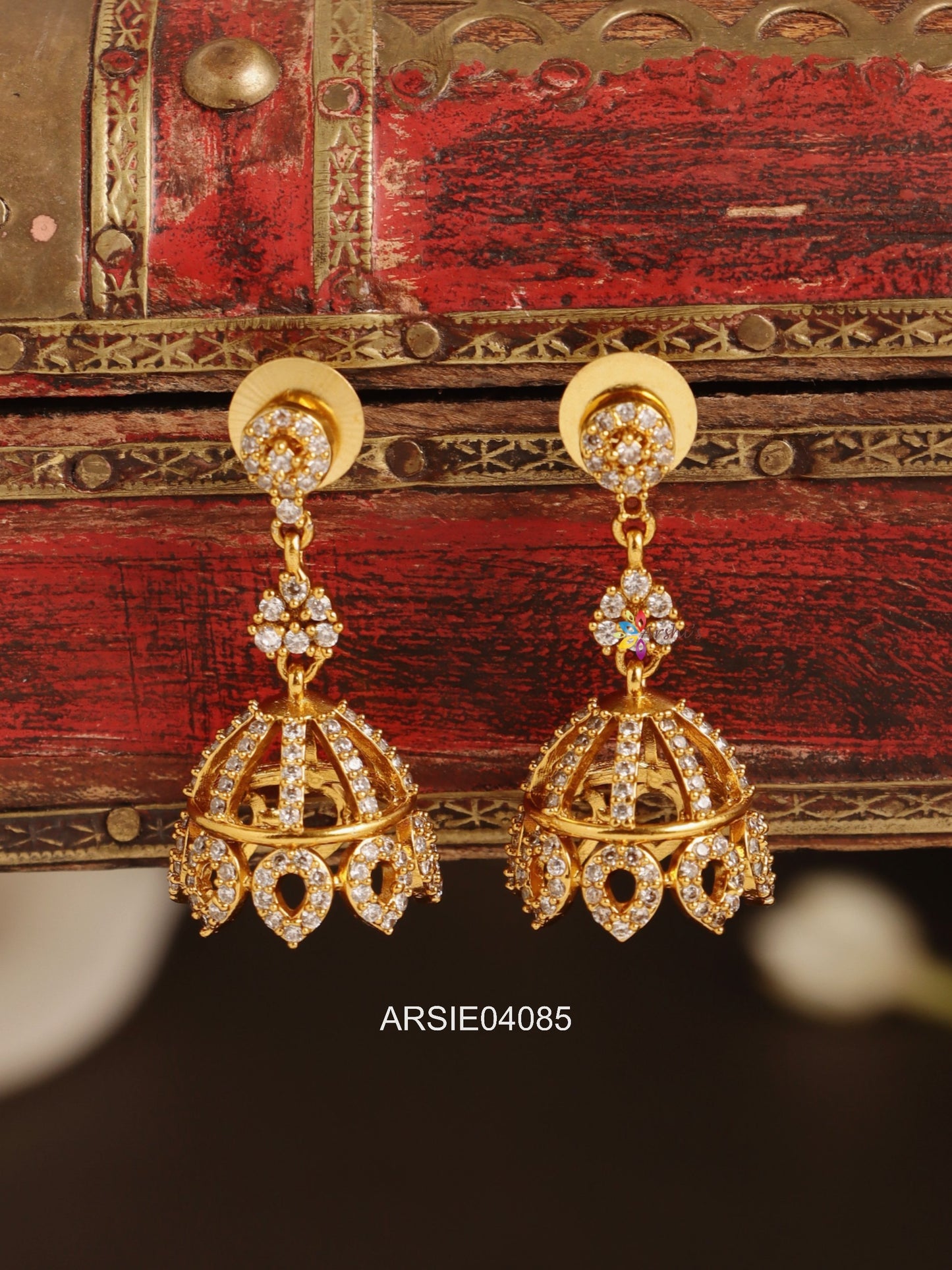 White AD Stone Jhumka