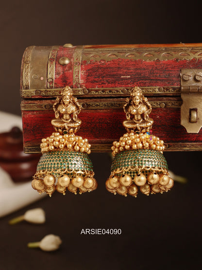Lakshmi Green Stone Jhumka