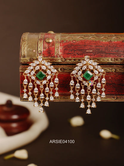 Green and AD Stone Drop Earrings