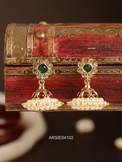 Stone Pearl Studded Jhumka