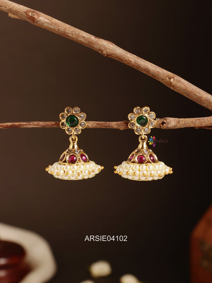 Stone Pearl Studded Jhumka