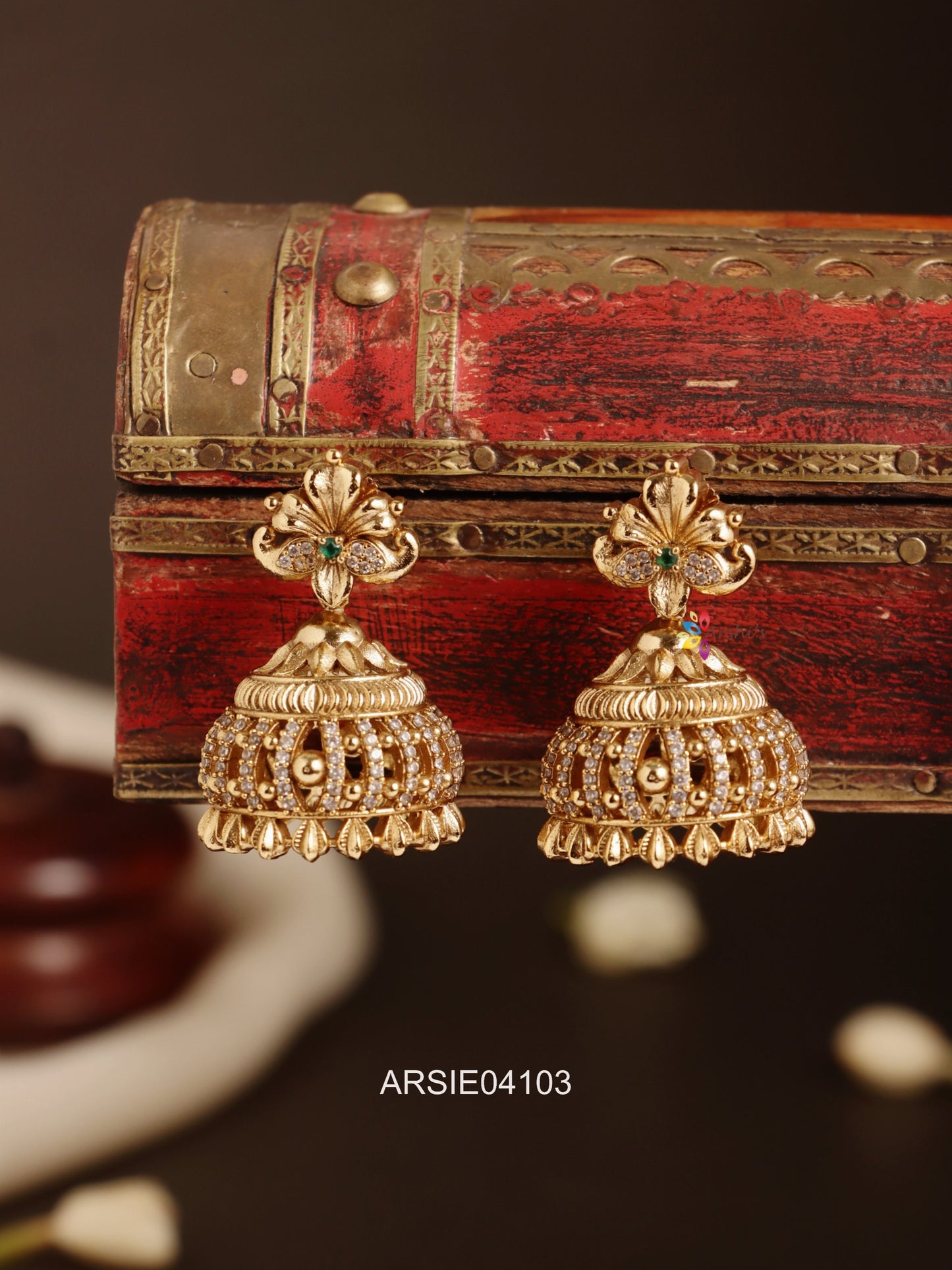 Antique White Stone Jhumka