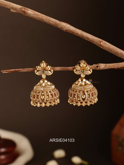 Antique White Stone Jhumka