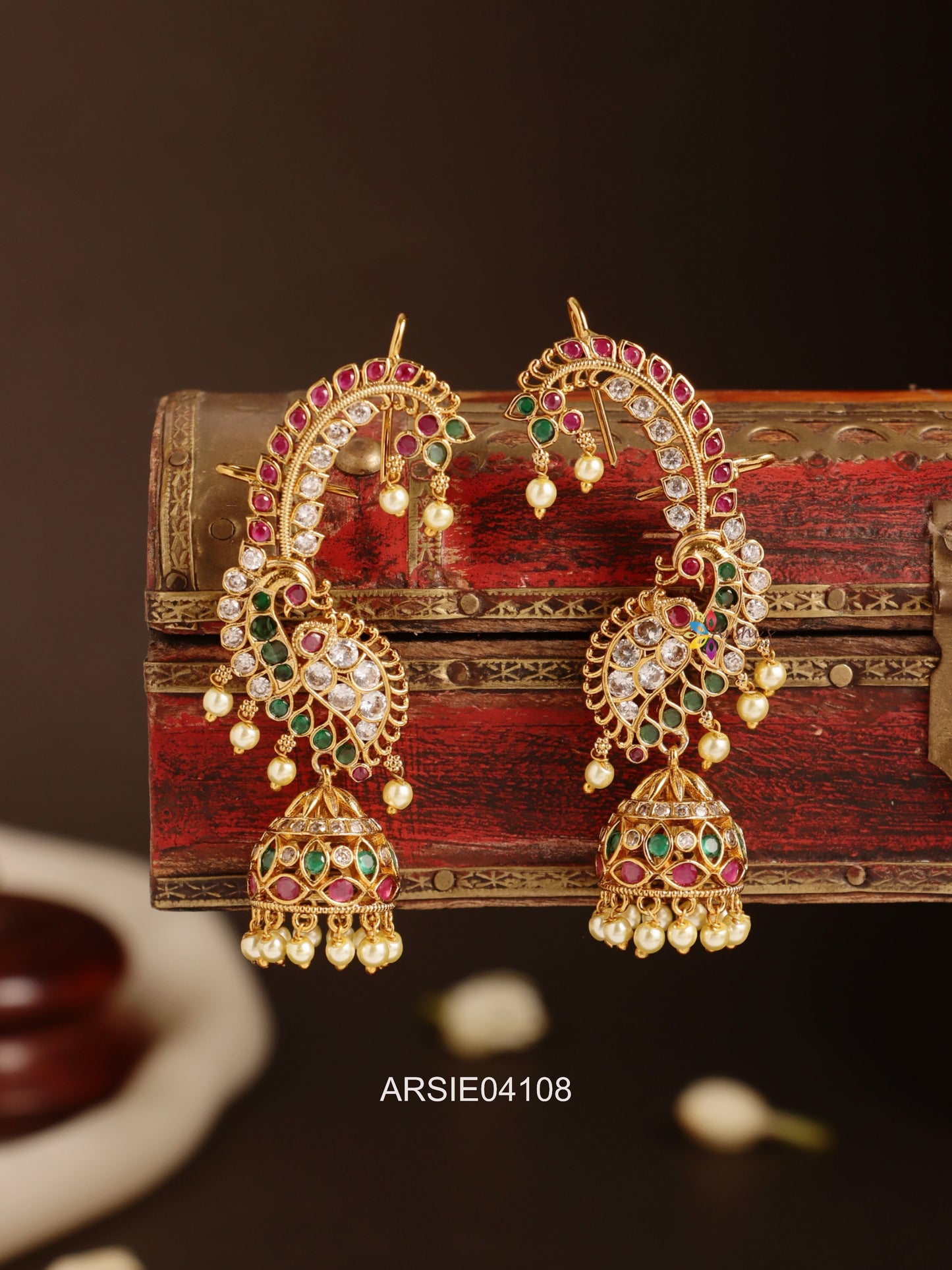 Peacock Multi Stone Earcuffs