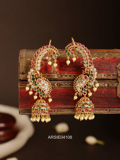 Peacock Multi Stone Earcuffs