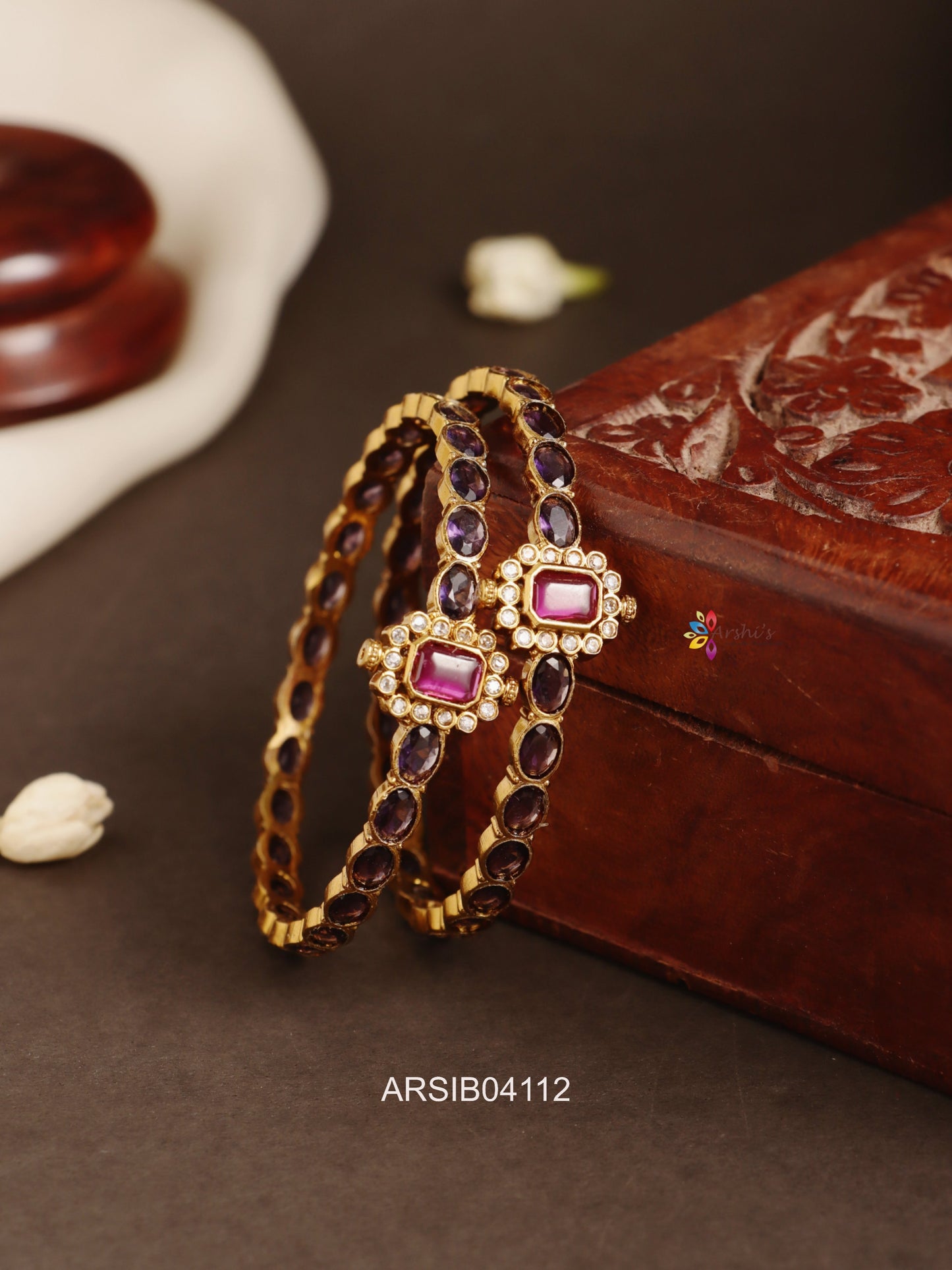 Purple and Ruby Stone Bangles
