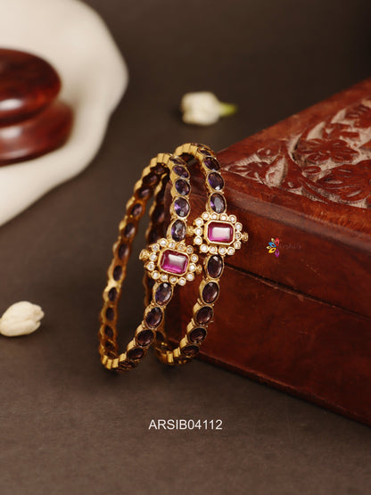 Purple and Ruby Stone Bangles