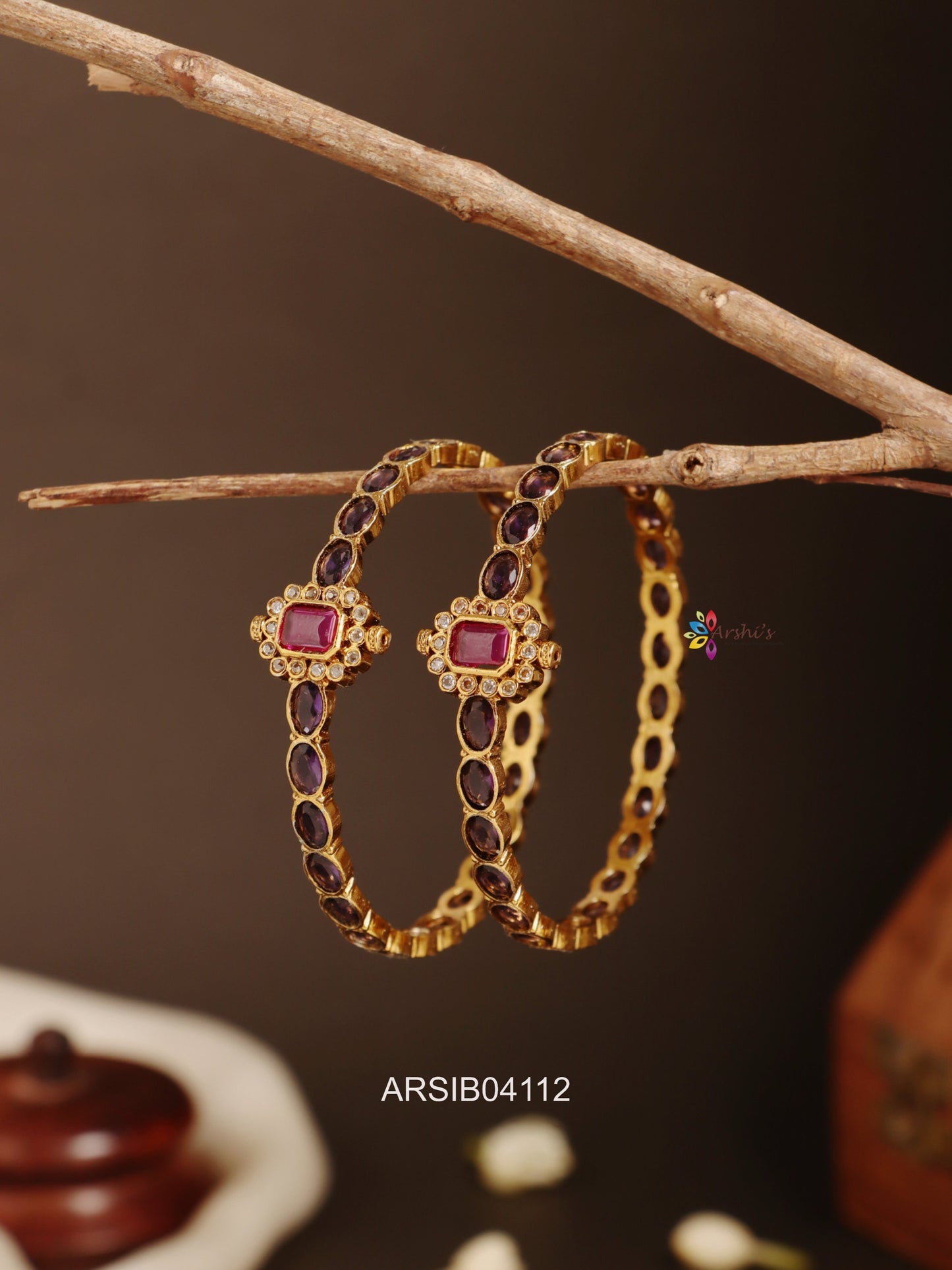 Purple and Ruby Stone Bangles