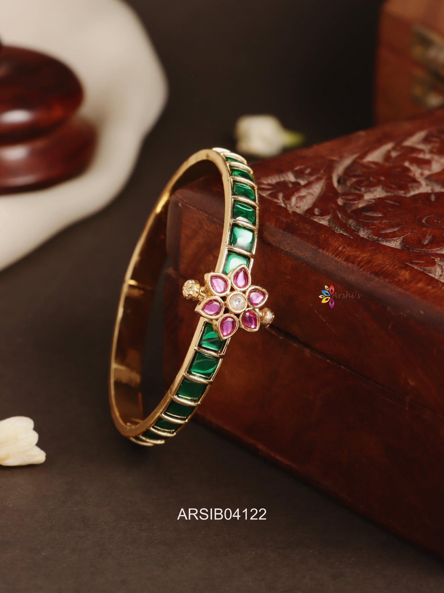 Square Green Stone Bangle