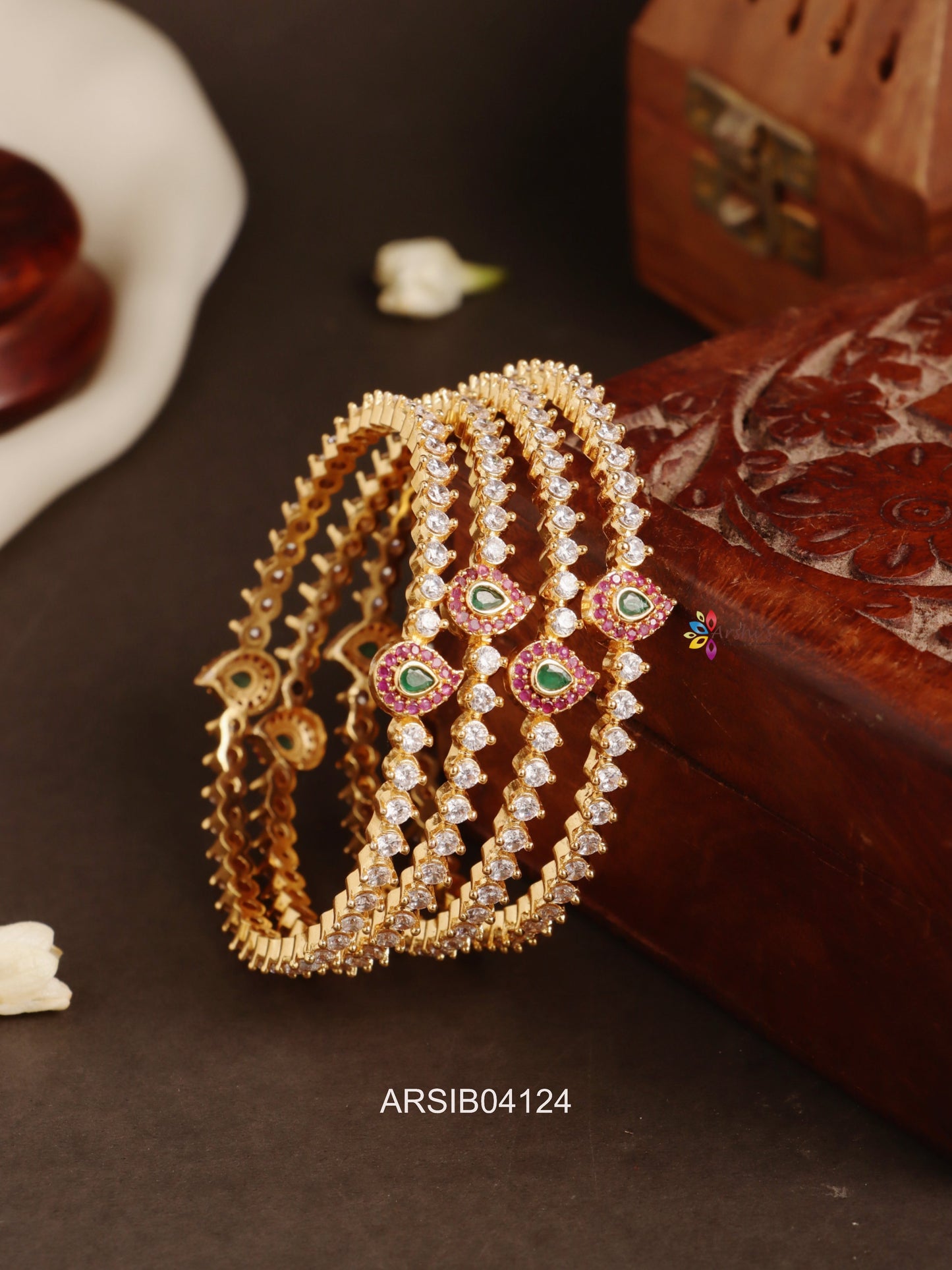 AD Stone with Mango Motif Bangles