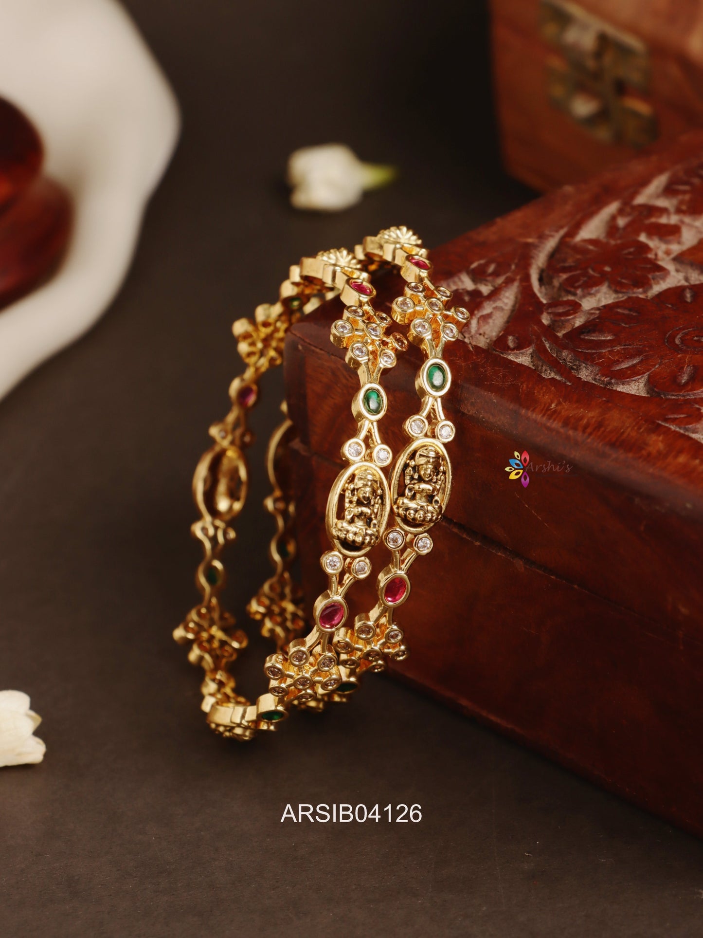 Lakshmi and Flower Motif Bangles