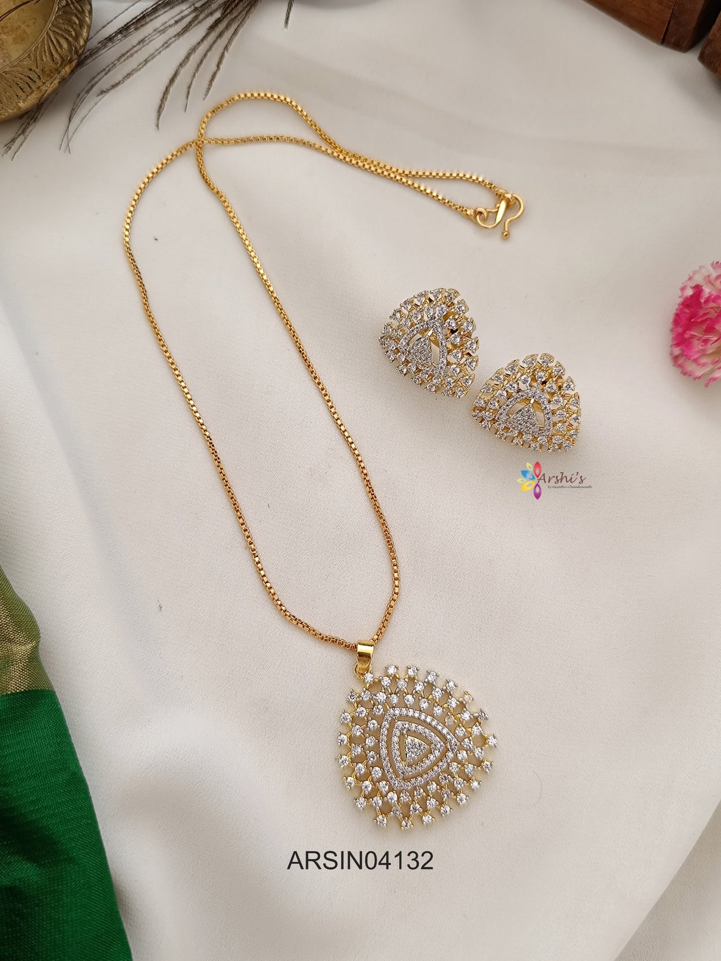 Triangle Diamond Look Like Pendant Necklace