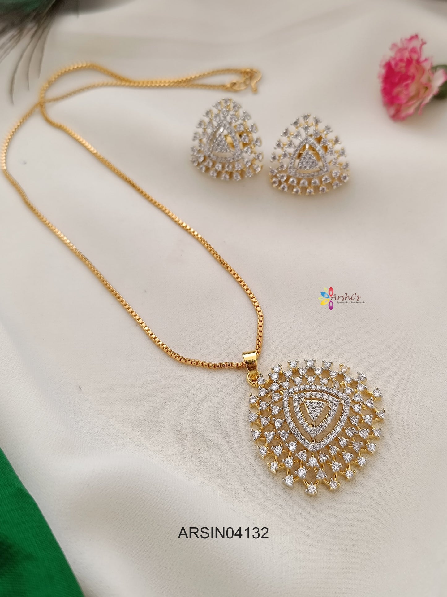 Triangle Diamond Look Like Pendant Necklace