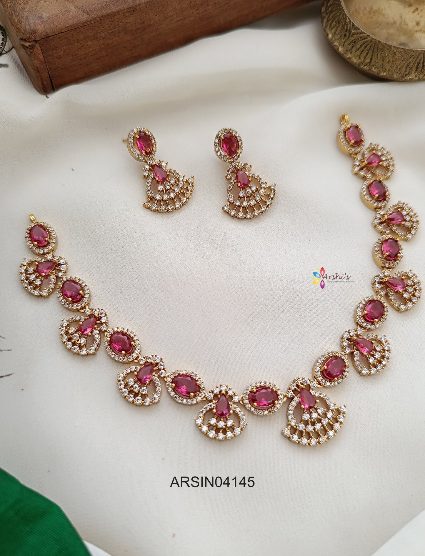 Ruby and White Stone Necklace