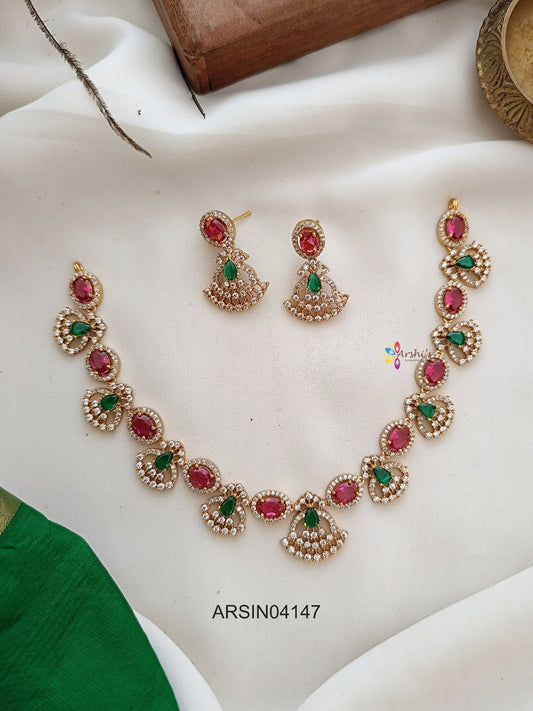 Ruby and Green Stone Necklace