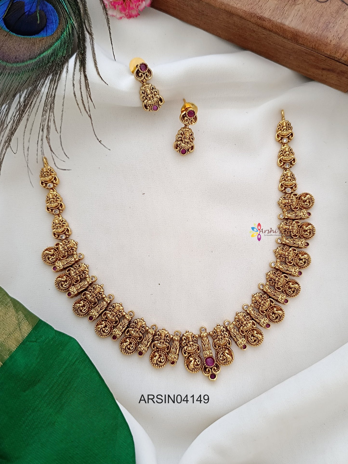 Peacock Coin Lakshmi Necklace