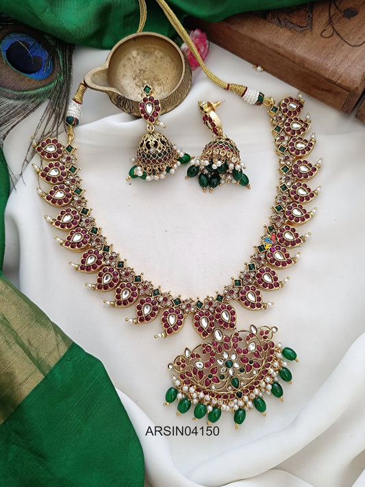 Kemp Mango Green Bead Necklace