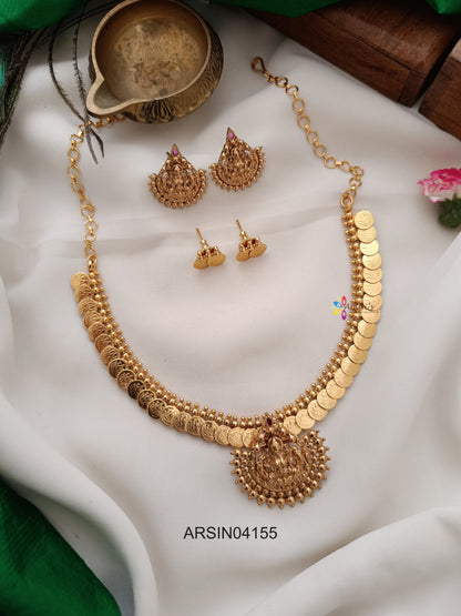 Lakshmi Coin with Lakshmi Pendant Necklace
