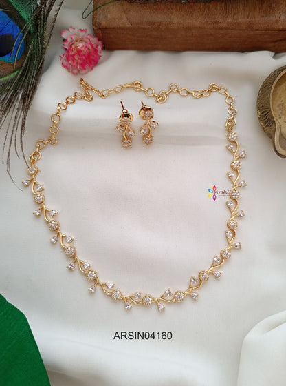 Simple AD White Stone Necklace