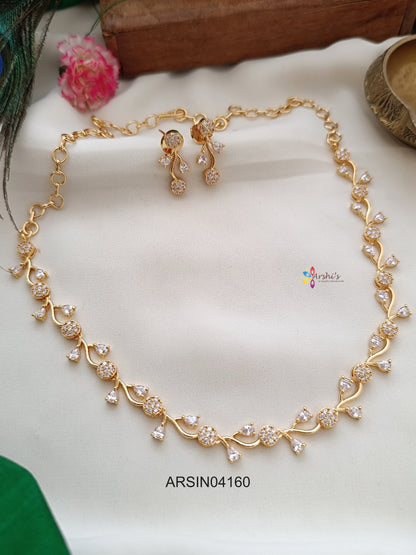 Simple AD White Stone Necklace