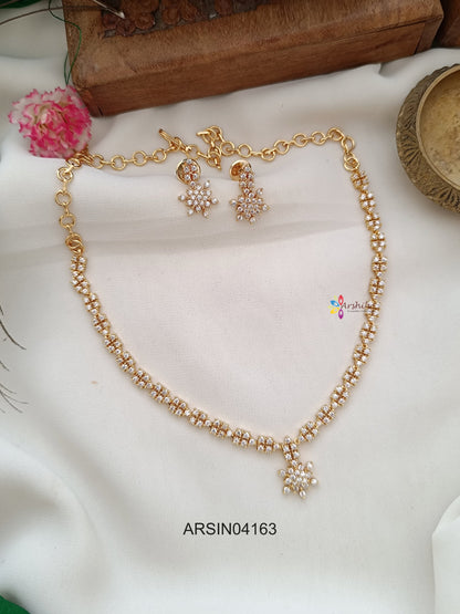 AD White Stone Necklace