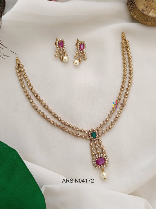 Two Layer White Stone Necklace
