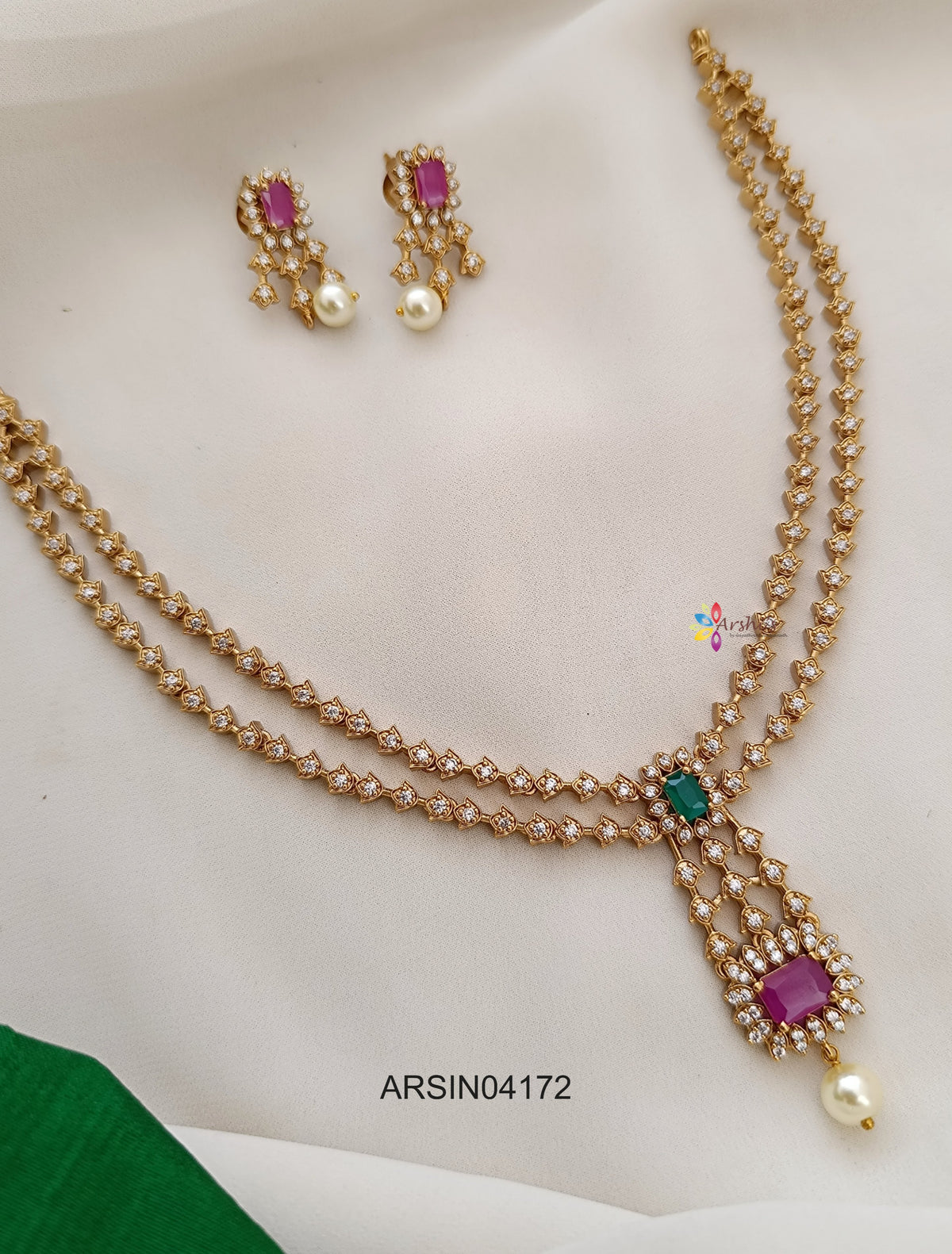 Two Layer White Stone Necklace