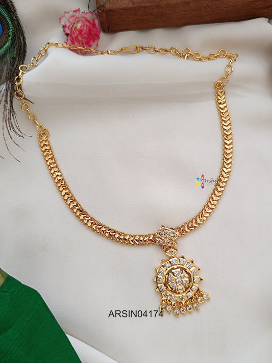 White Stone Pendant Attigai Necklace
