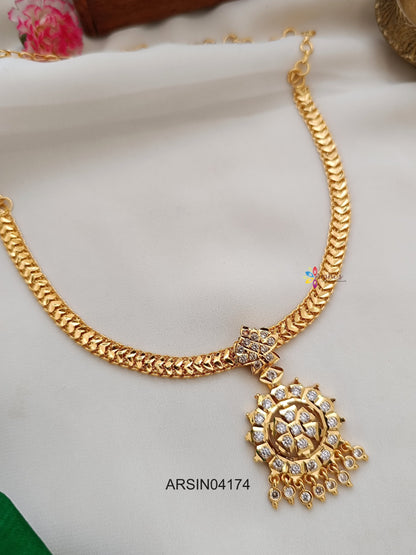 White Stone Pendant Attigai Necklace