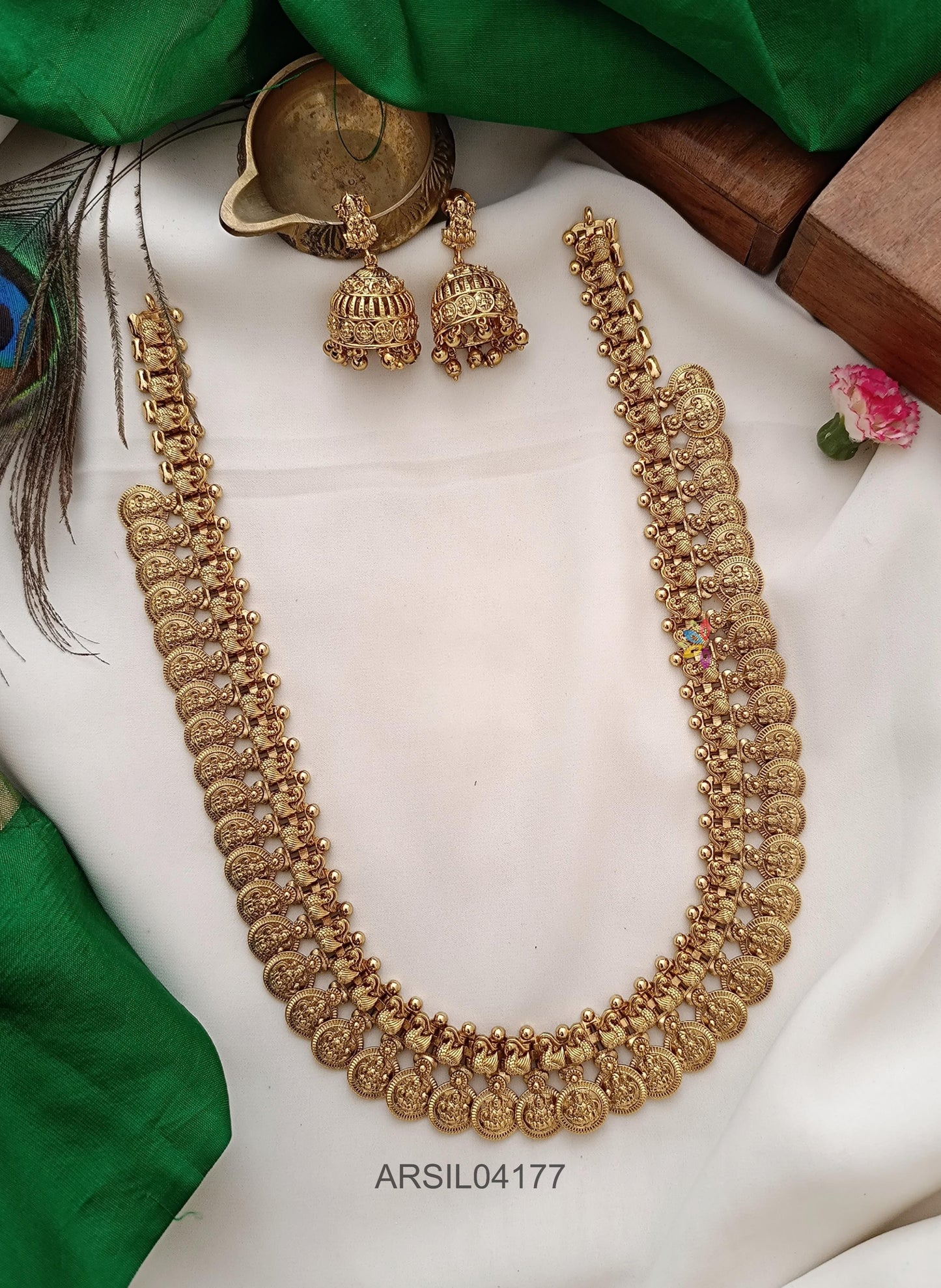 Peacock Lakshmi Coin Long Haram