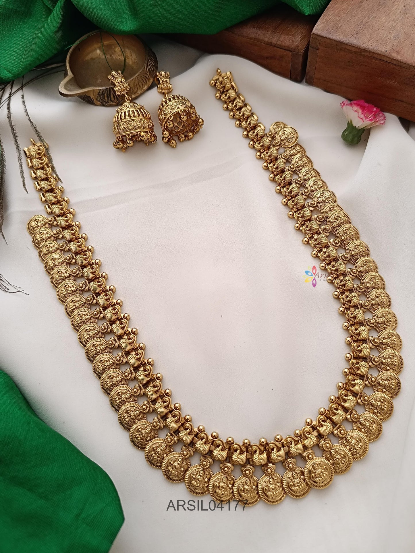 Peacock Lakshmi Coin Long Haram
