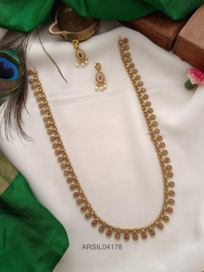 Matte Gold Finish Stone Long Haram