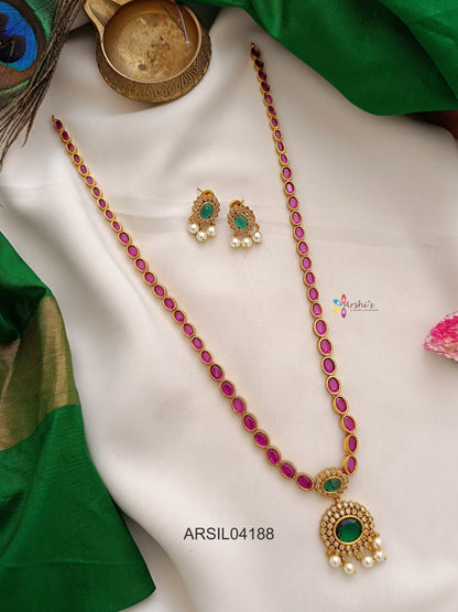 Emerald White Stone Pendant Ruby Long Haram